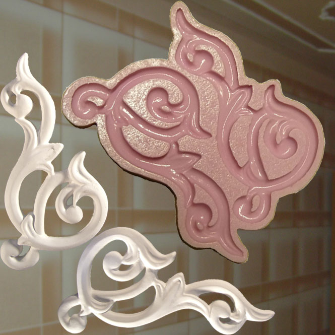 Gießform Stuck Verzierung Silikon Dekor Gips Ornament Relief Deckenspiege